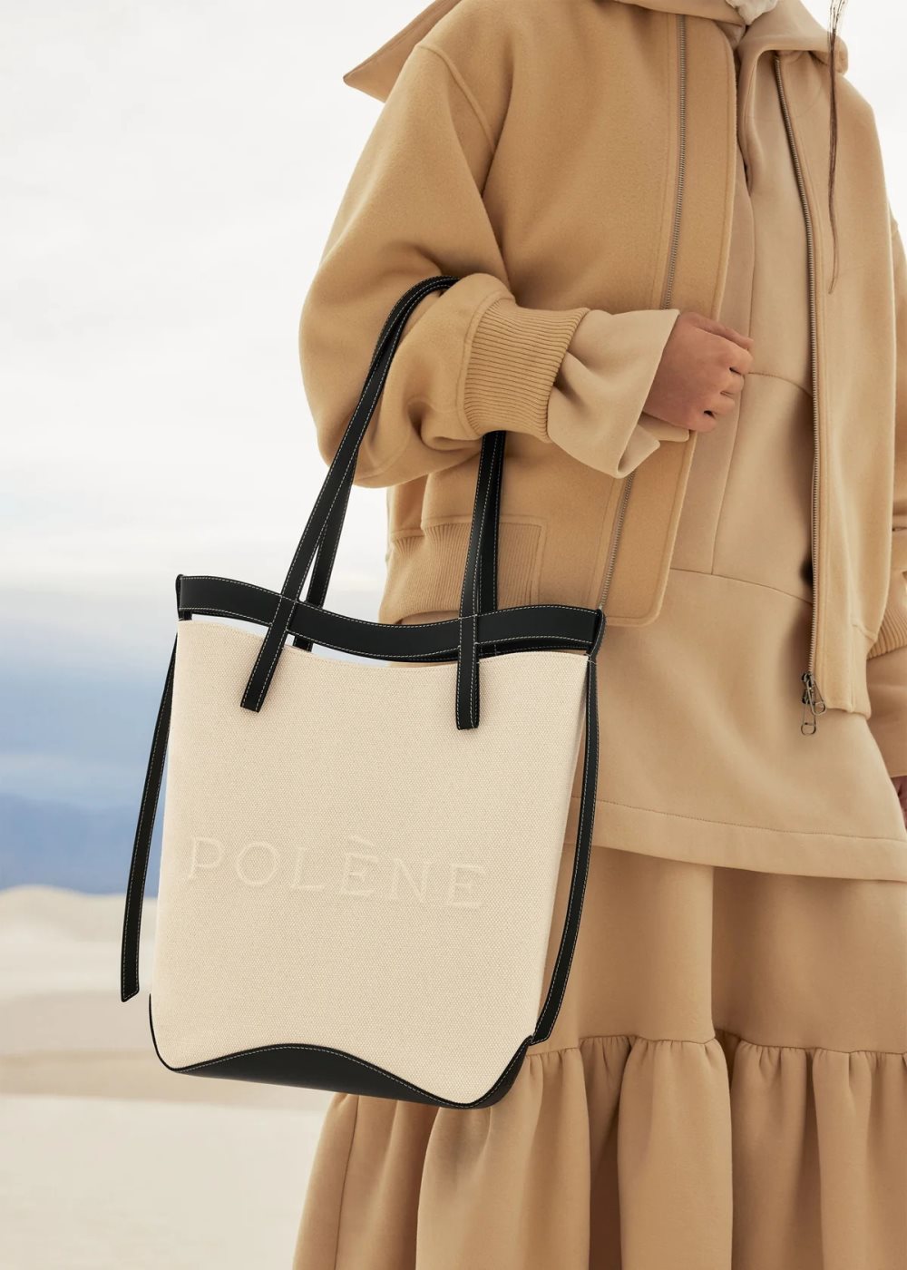 Polene Ilo Tote Väska Beige Svarta | SVERIGE 8VPMNB