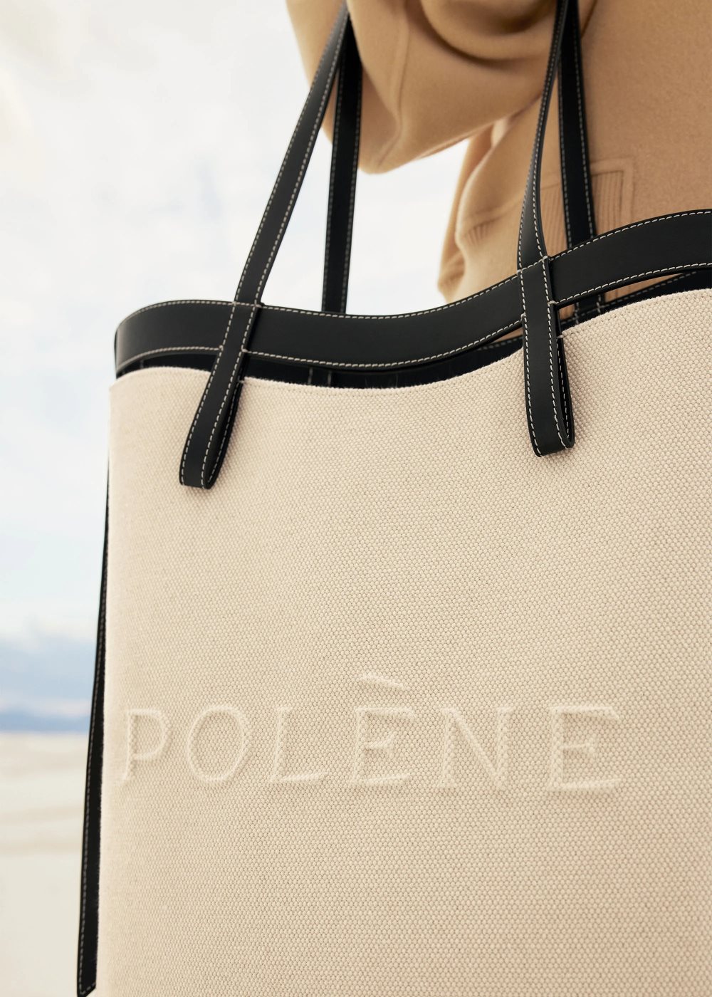 Polene Ilo Tote Väska Beige Svarta | SVERIGE 8VPMNB